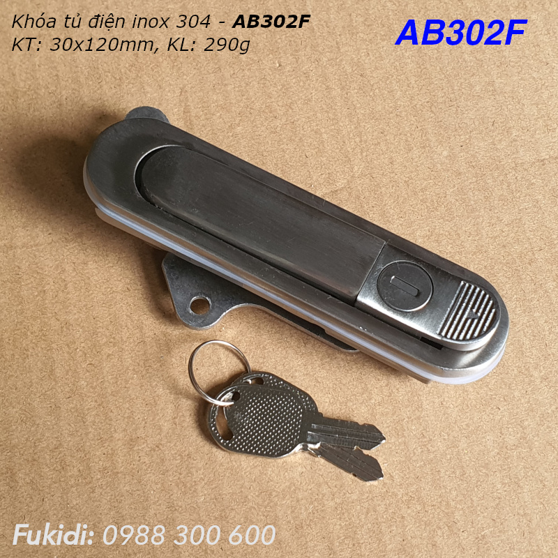 Khóa tủ điện kiểu chữ nhật inox 304 KT 30x120mm  - AB302F