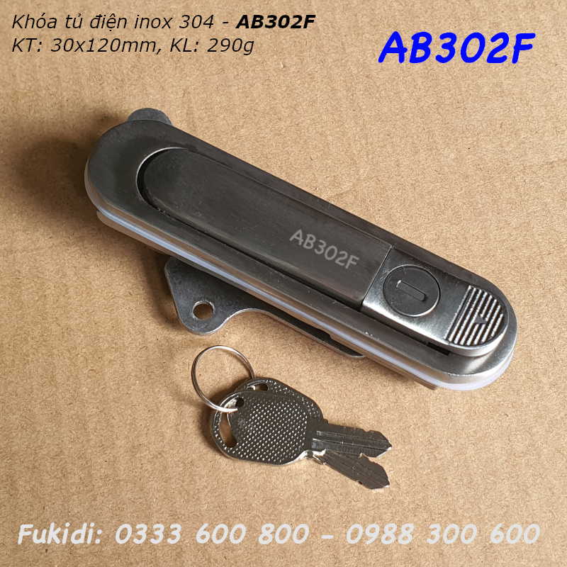 Khóa tủ điện kiểu chữ nhật inox 304 KT 30x120mm  - AB302F