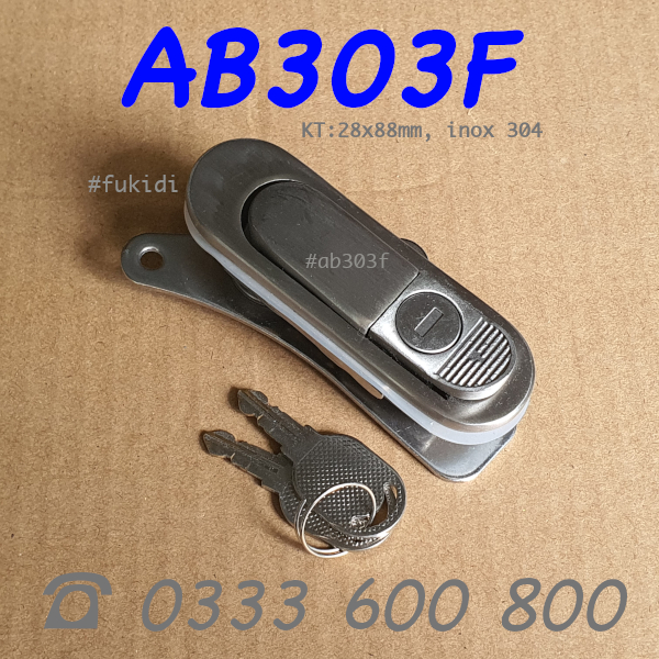 Khóa tủ điện kiểu chữ nhật inox 304, KT 28x88mm  - AB303F
