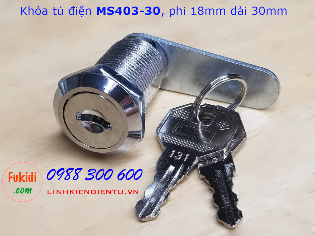 Khóa tủ điện MS403-30, phi 18mm, dài 30mm có chìa khóa