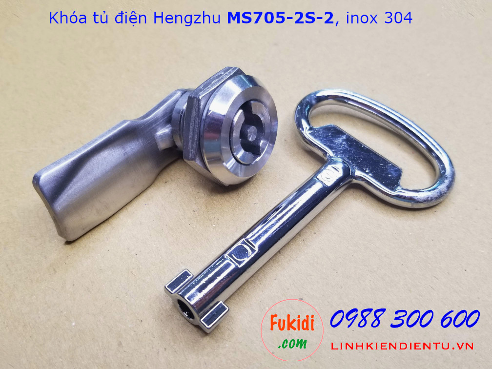 Khóa tủ điện Hengzhu MS705-2S-2 inox 304 đầu khóa chữ S