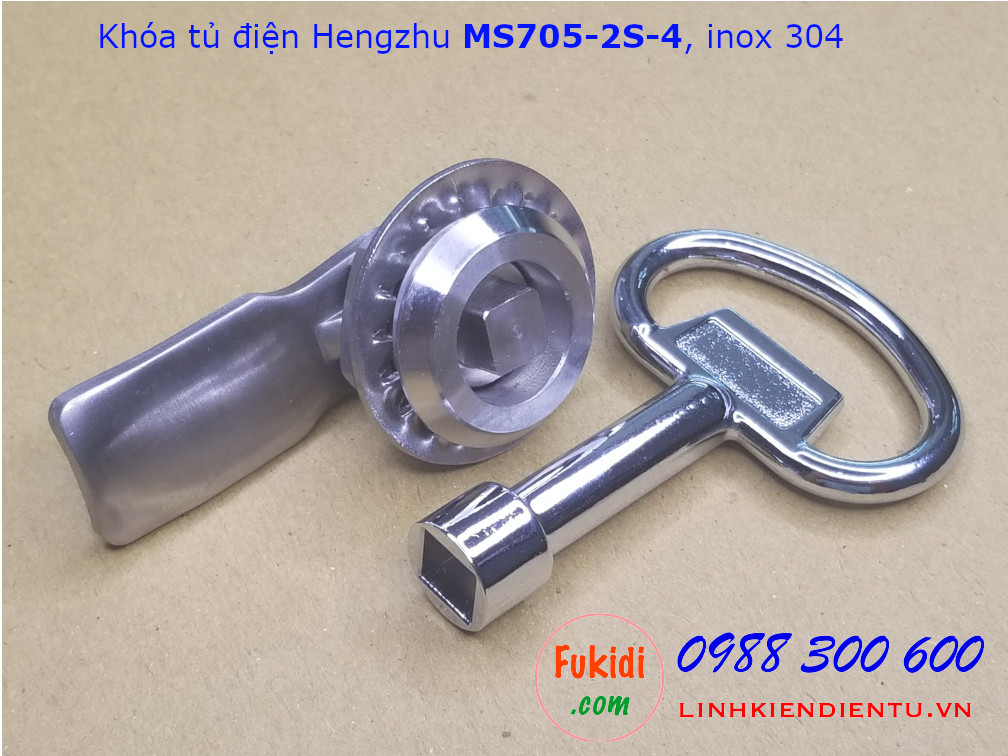Khóa tủ điện Hengzhu MS705-2S-4 inox 304 đầu khóa hình vuông