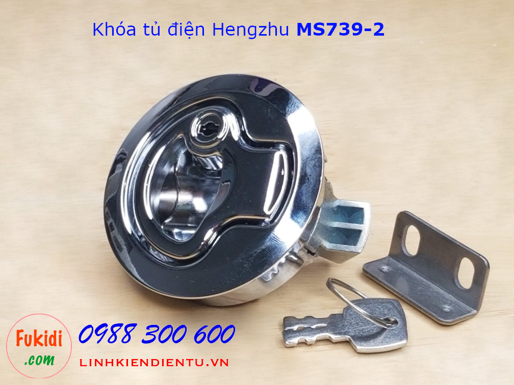Khóa tủ điện Hengzhu MS739-2 hợp kim kẽm, hình tròn 61.5mm, có chìa khóa