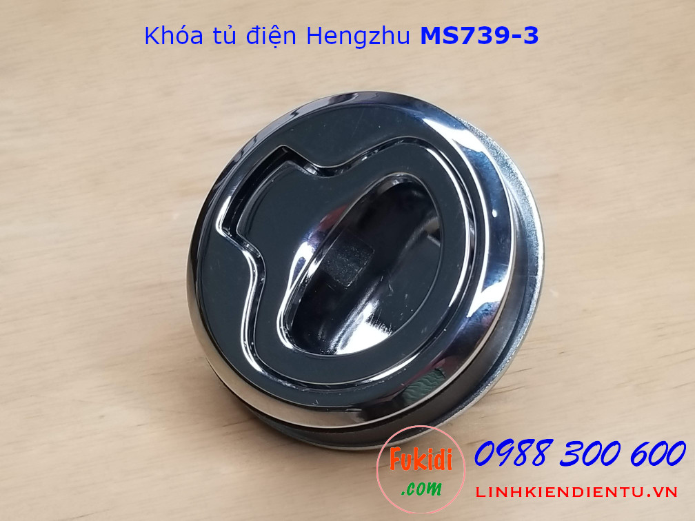 Khóa tủ điện Hengzhu MS739-3 hợp kim kẽm, hình tròn phi 40mm, không chìa, màu trắng sáng