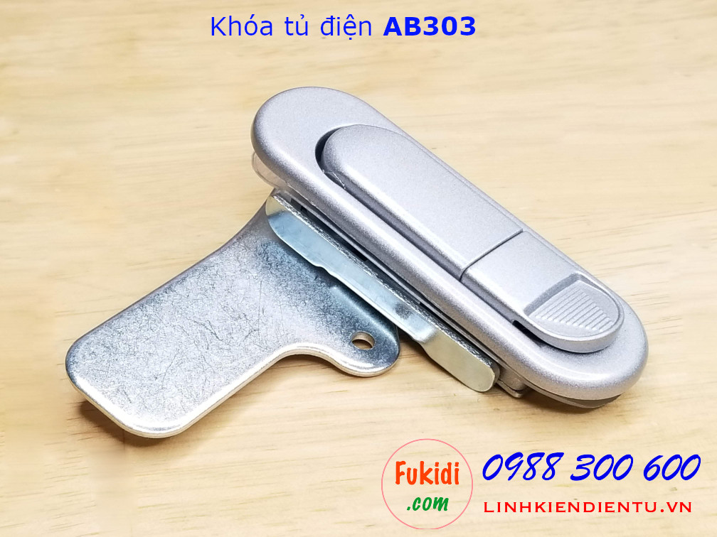 Khóa tủ điện không chìa, hợp kim kẽm màu trắng, dài 90mm  AB303