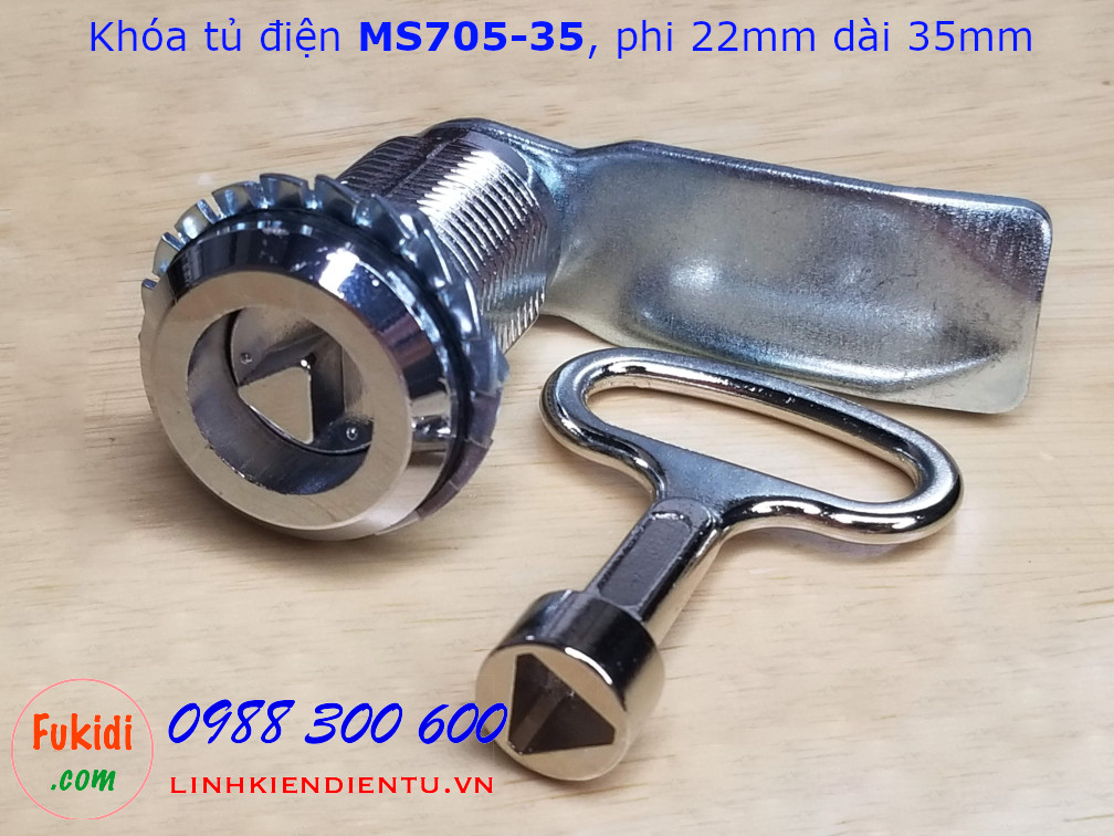 Khóa tủ điện MS705-35, phi 22mm dài 35mm đầu tam giác - MS705-35TG
