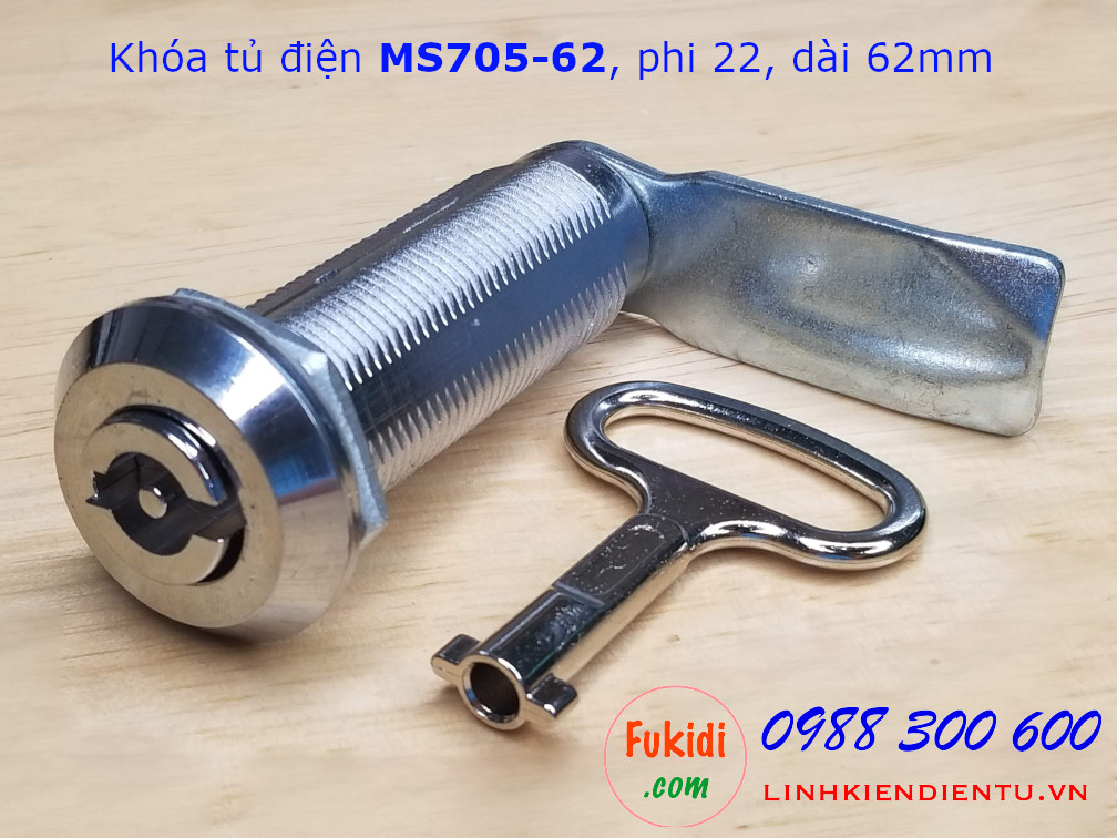 Khóa tủ điện chữ S MS705-62, phi 22mm dài 62mm - MS705-62S