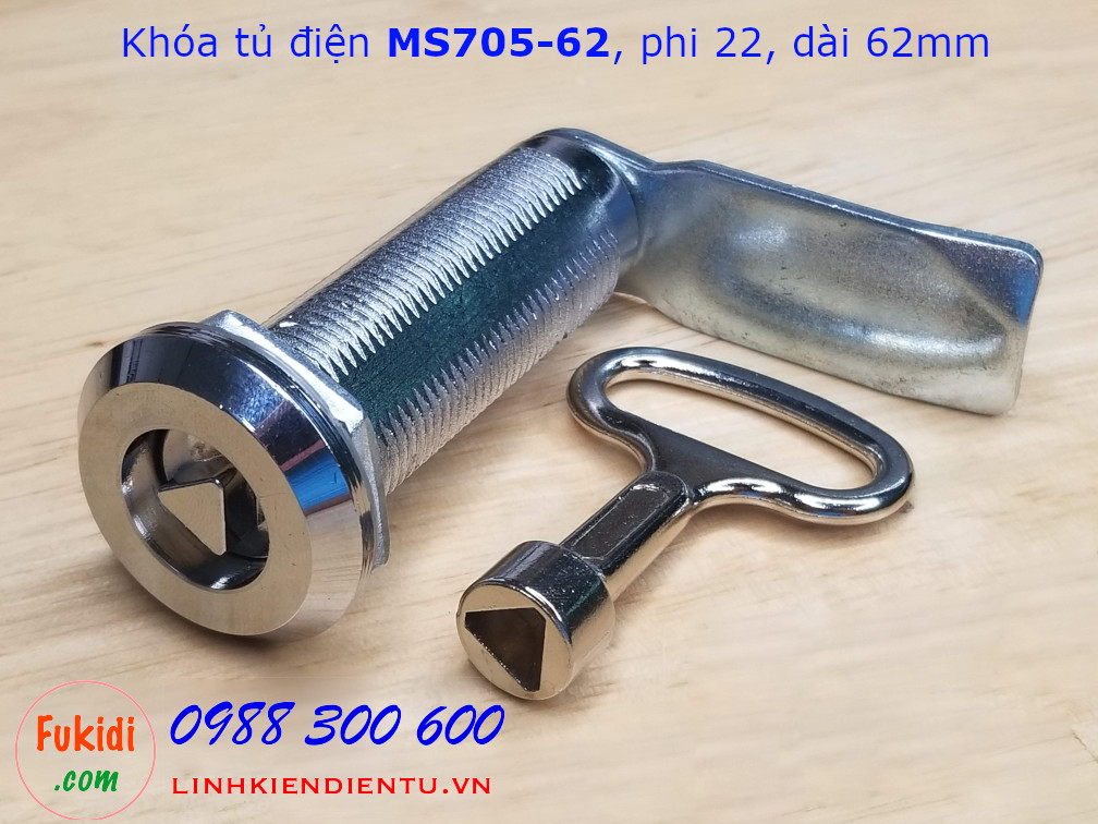 Khóa tủ điện tam giác MS705-62, phi 22mm dài 62mm - MS705-62TG