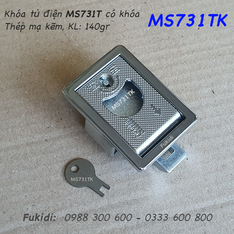 Khóa tủ điện thép mạ kẽm họ MS731, KT 57x62x25mm - MS731TK