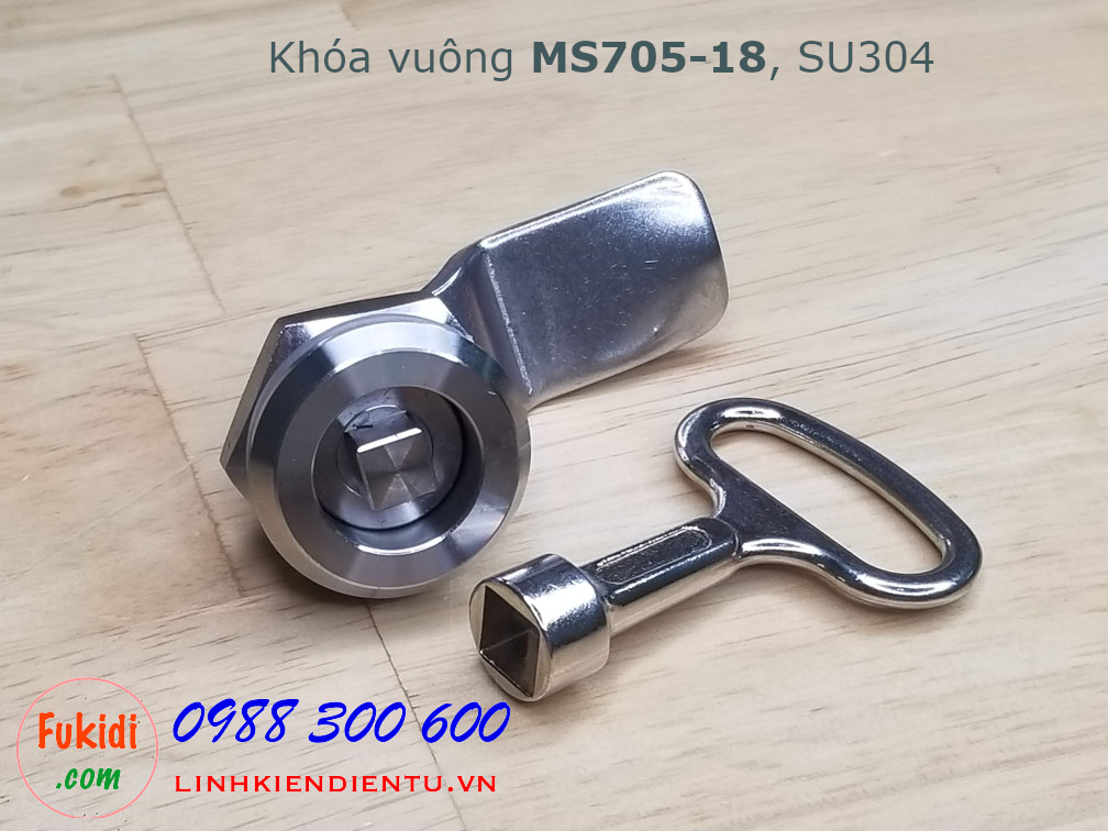 Khóa tủ điện MS705-18 chất liệu SU304 phi 22mm loại hình vuông