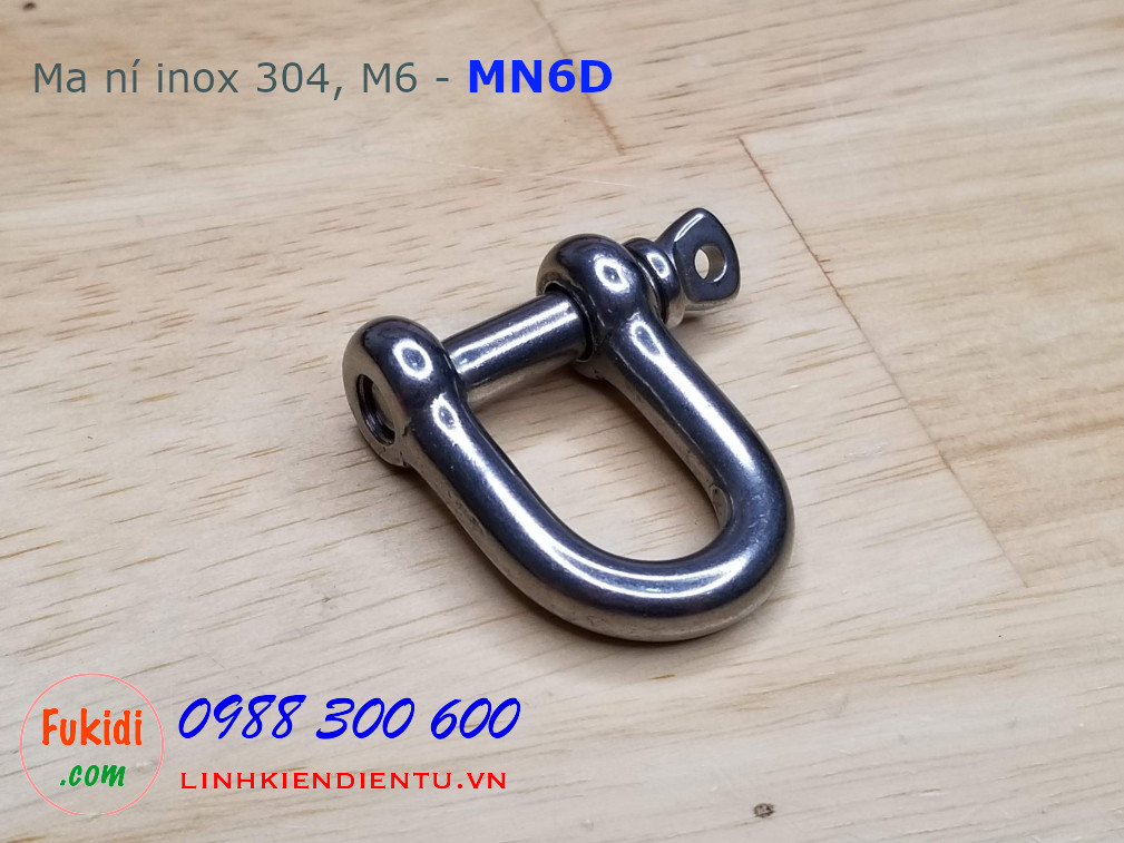 Ma ní inox hình chữ D, kiểu ren vặn size M6 - MN6D