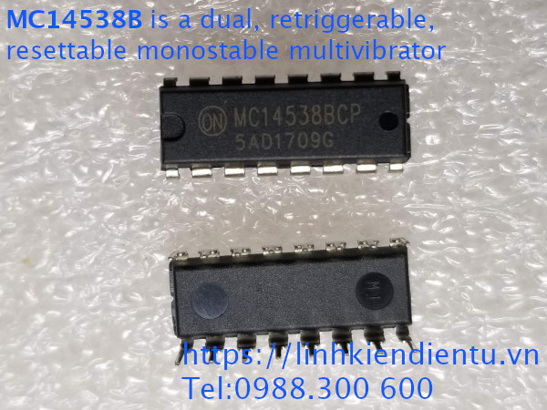 MC14538BCP is a dual, retriggerable, resettable monostable multivibrator