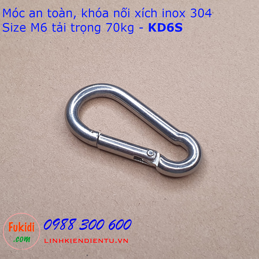 Móc an toàn, khoá nối xích M6 inox 304 tải trọng 70kg - KD6S