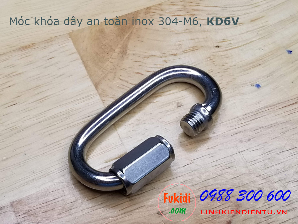 Móc khóa dây an toàn, khóa đai an toàn inox 304 M6, có ren vặn, model KD6V