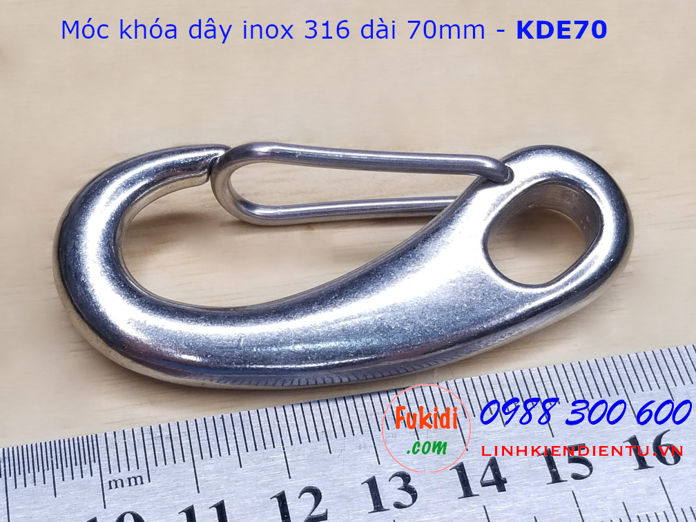 Móc khóa dây inox 316 hình ovan dài 70mm - KDE70