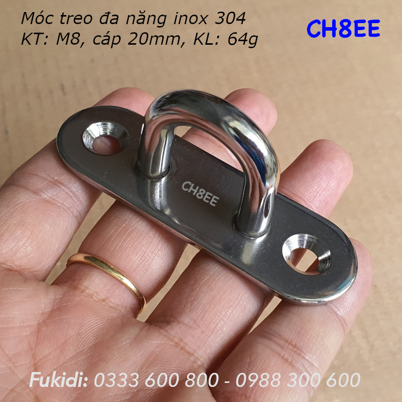 Móc treo ghế đu, xích đu, treo quạt trần  inox 316 M8 - CH8EE