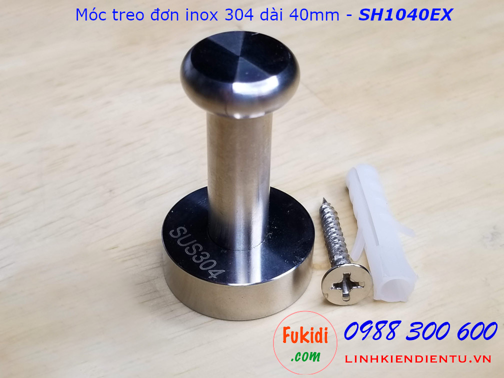 Móc treo đơn SU304 phi 10, dài 40mm - SH1040EX