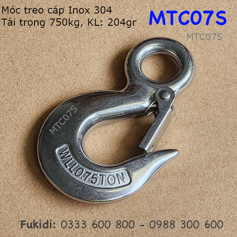 Móc treo cáp inox 304, treo cáp 18mm, tải trọng 750kg - MTC07S