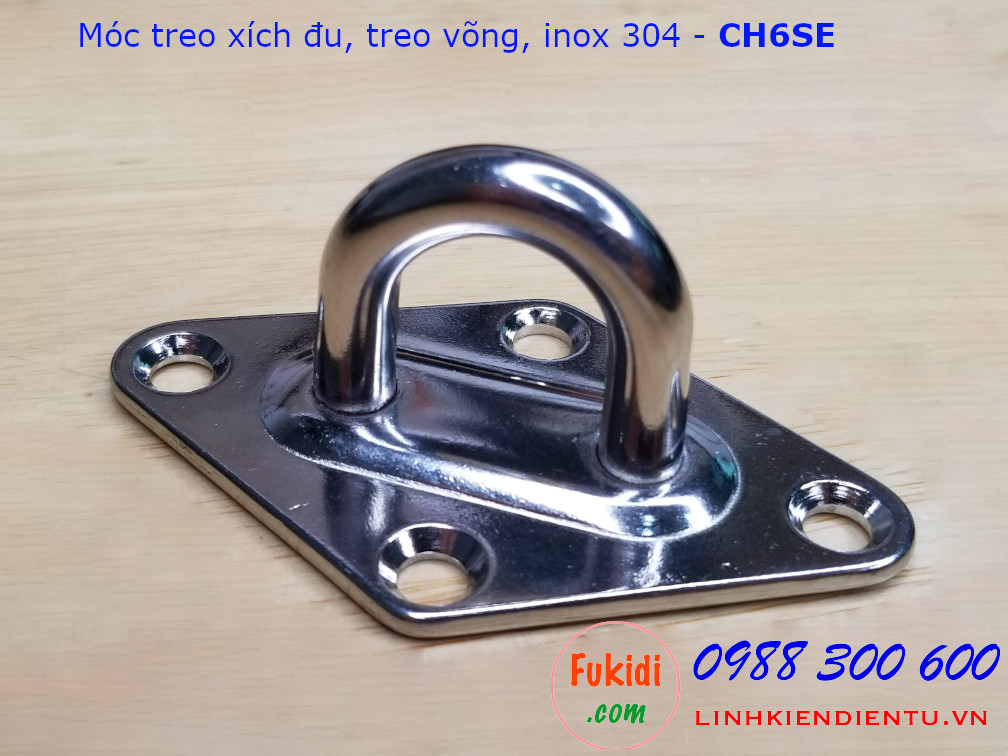 Móc treo xích đu, treo ghế lên trần nhà inox 316 size M6 - CH6SE