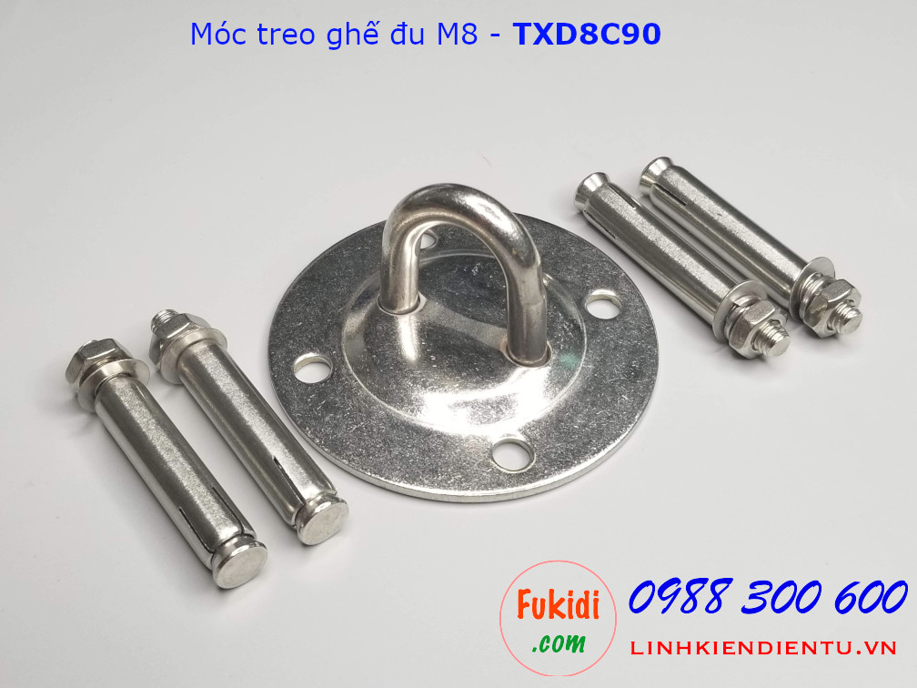 Móc treo xích đu, treo ghế đu, treo võng, M8 tải 500kg inox 304 - TXD8C90