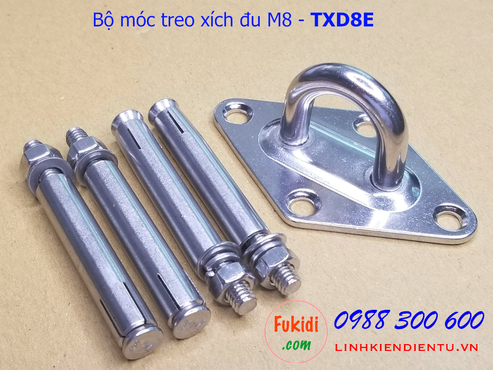 Móc treo xích đu, treo ghế đu tải 250kg inox 304 size M8 - TXD8E