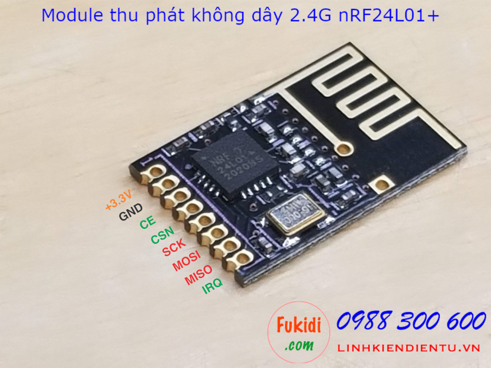 Mạch thu phát sóng RF 2.4GHz nRF24L01+ mini dùng truyền nhận dữ liệu không dây, giao tiếp SPI
