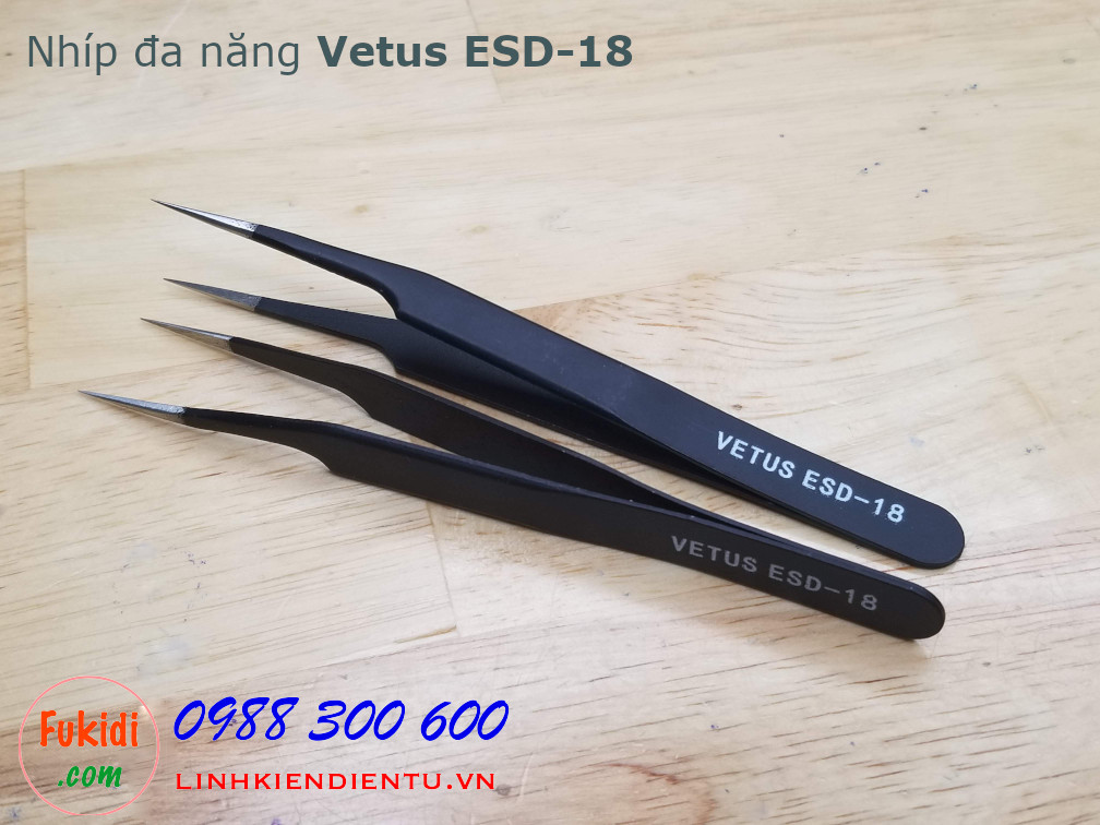 Nhíp gắp đa năng, phù hợp để gắp linh kiện điện tử  VETUS ESD-18