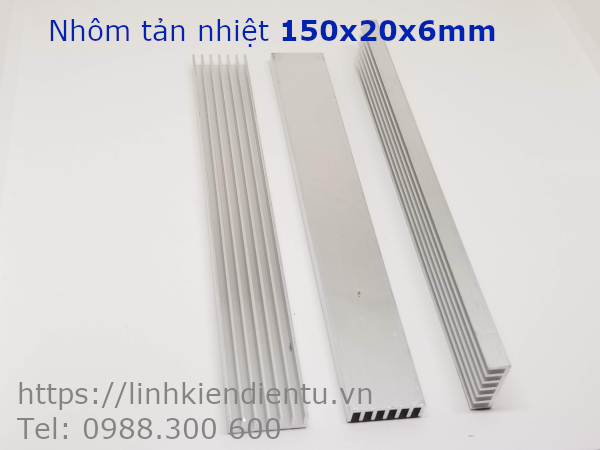 Nhôm tản nhiệt kích thước 150x20x6mm, màu trắng