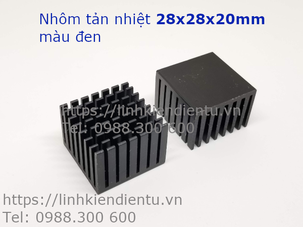 Nhôm tản nhiệt kích thước 28x28x20mm, màu đen