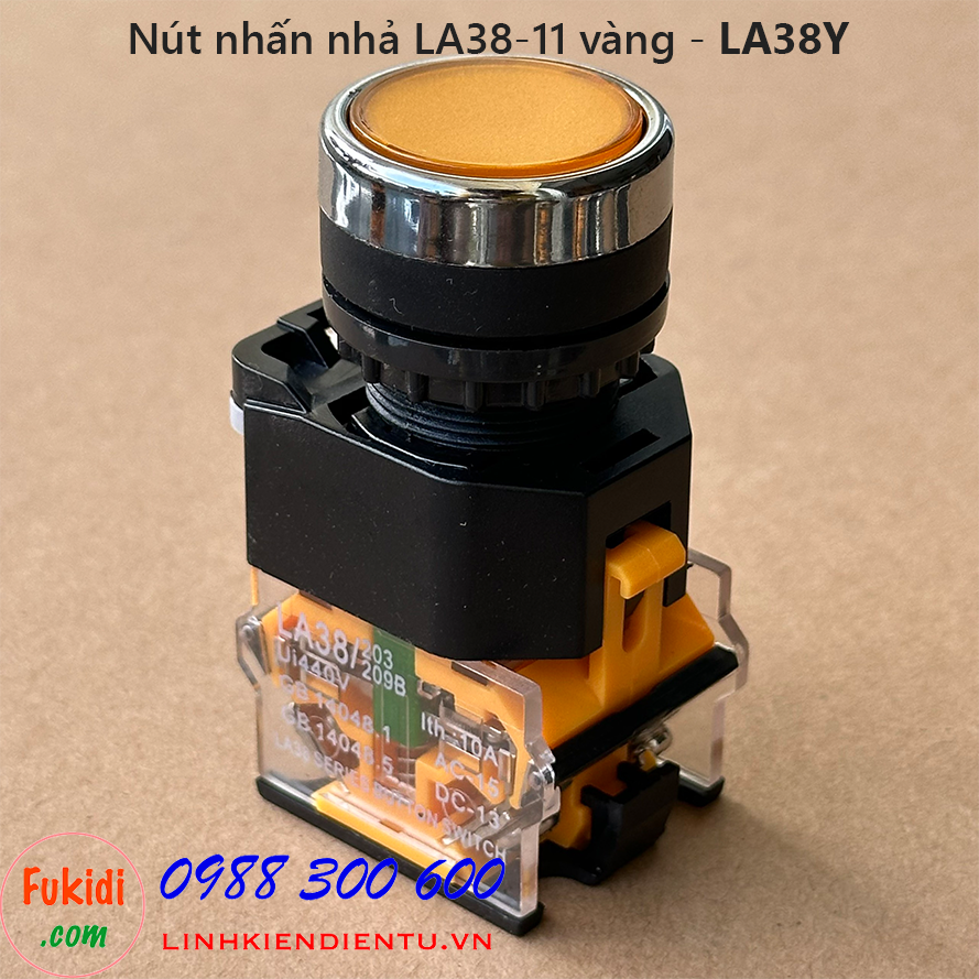 Nút nhấn nhả LA38-11 màu vàng - LA38Y