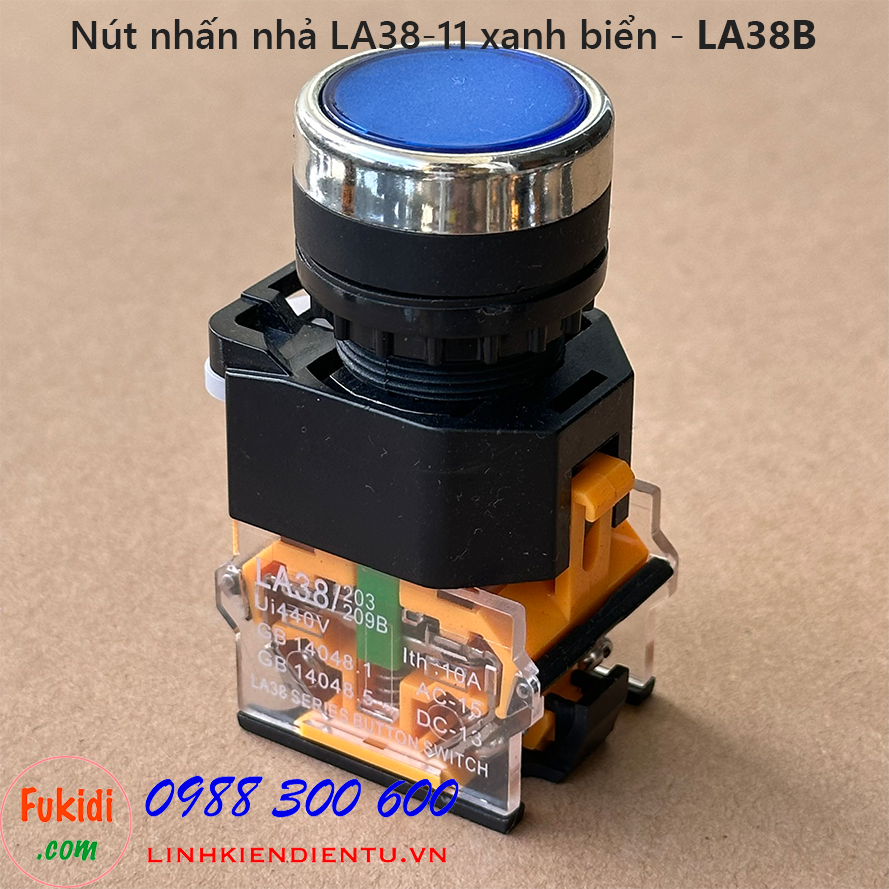 Nút nhấn nhả LA38-11 màu xanh dương - LA38B