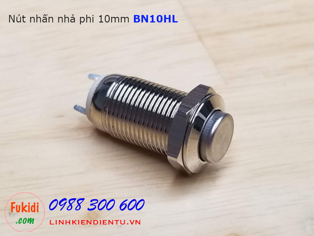 Nút nhấn nhả vỏ kim loại phi 10mm, đầu lồi - BN10HL