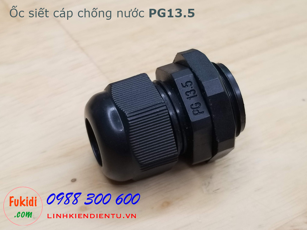 Ốc siết cáp điện chống nước PG13.5 dùng cho dây phi từ 6-12mm, màu đen