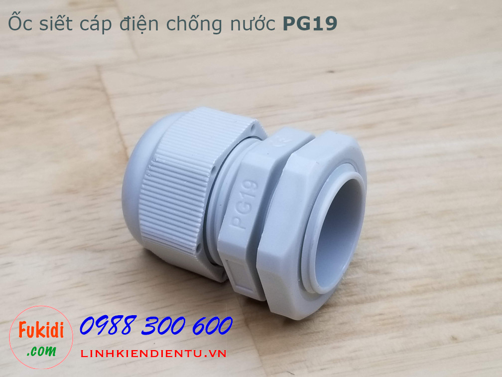 Ốc siết cáp điện chống nước PG19 màu trắng, dùng cho dây có phi 12-15mm