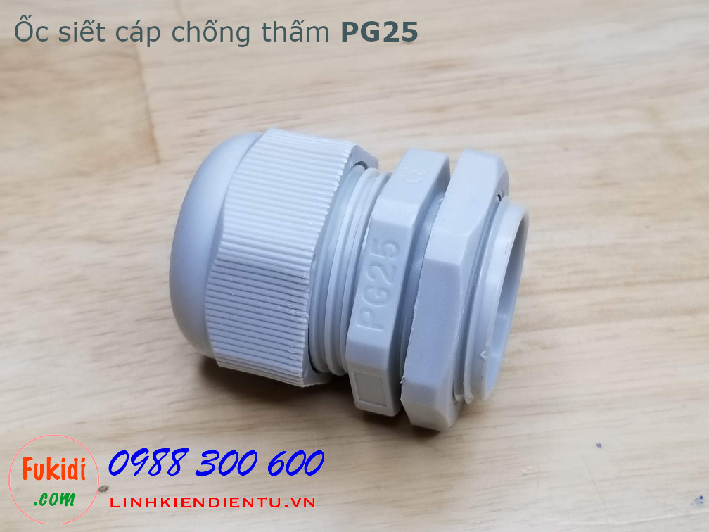 Ốc siết cáp bằng nhựa chống thấm PG25 màu trắng