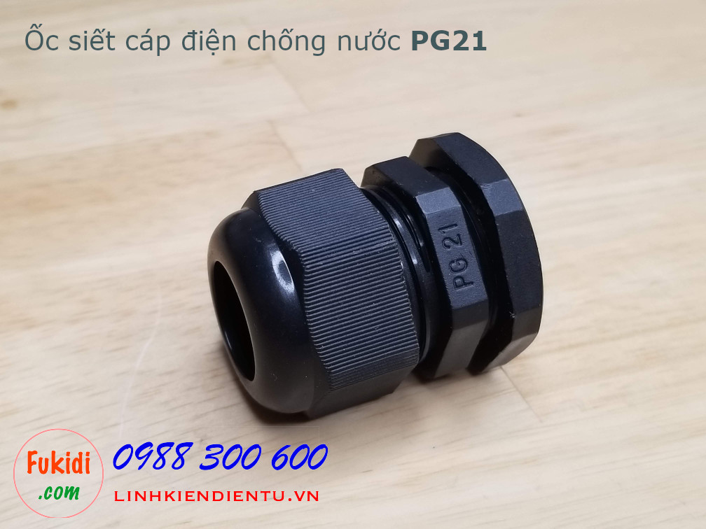 Ốc siết dây điện chống thấm PG21 màu đen, dùng cho dây có phi 13-18mm