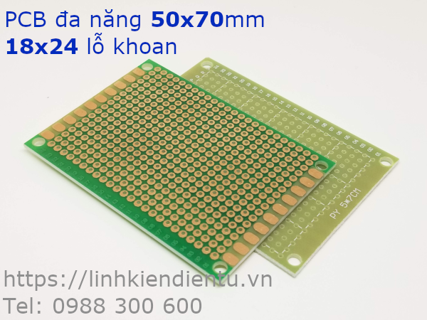 Mạch in đa năng một mặt 50x70mm 18x24 lỗ khoan