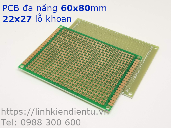 Mạch in đa năng một mặt 60x80mm 22x27 lỗ khoan