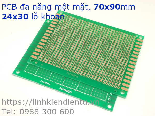 Mạch in đa năng một mặt 70x90mm 24x30 lỗ khoan