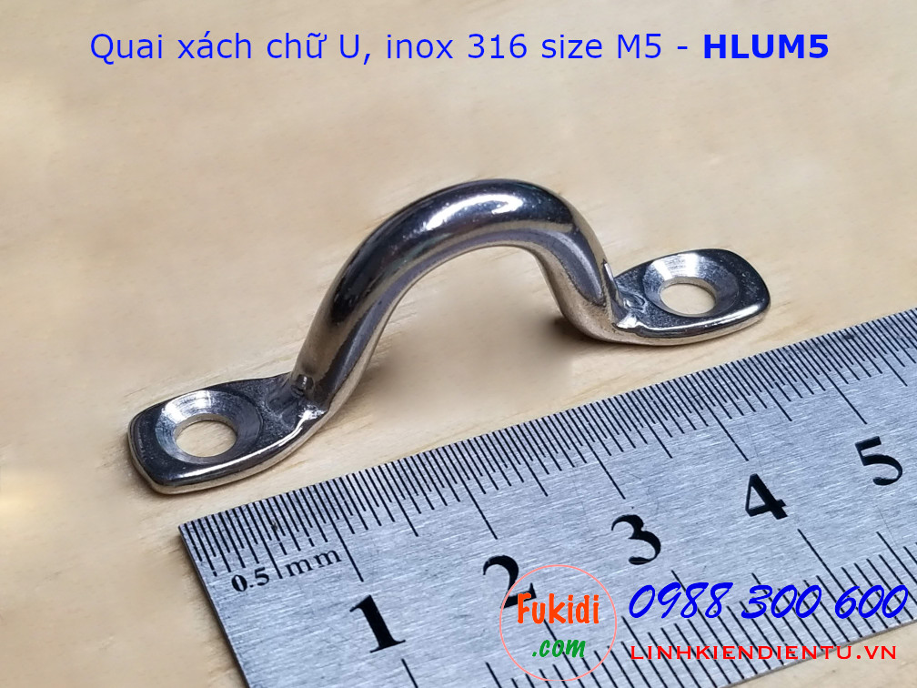 Quai xách chữ U M5 inox 316 chiều dài 50mm - HLUM5