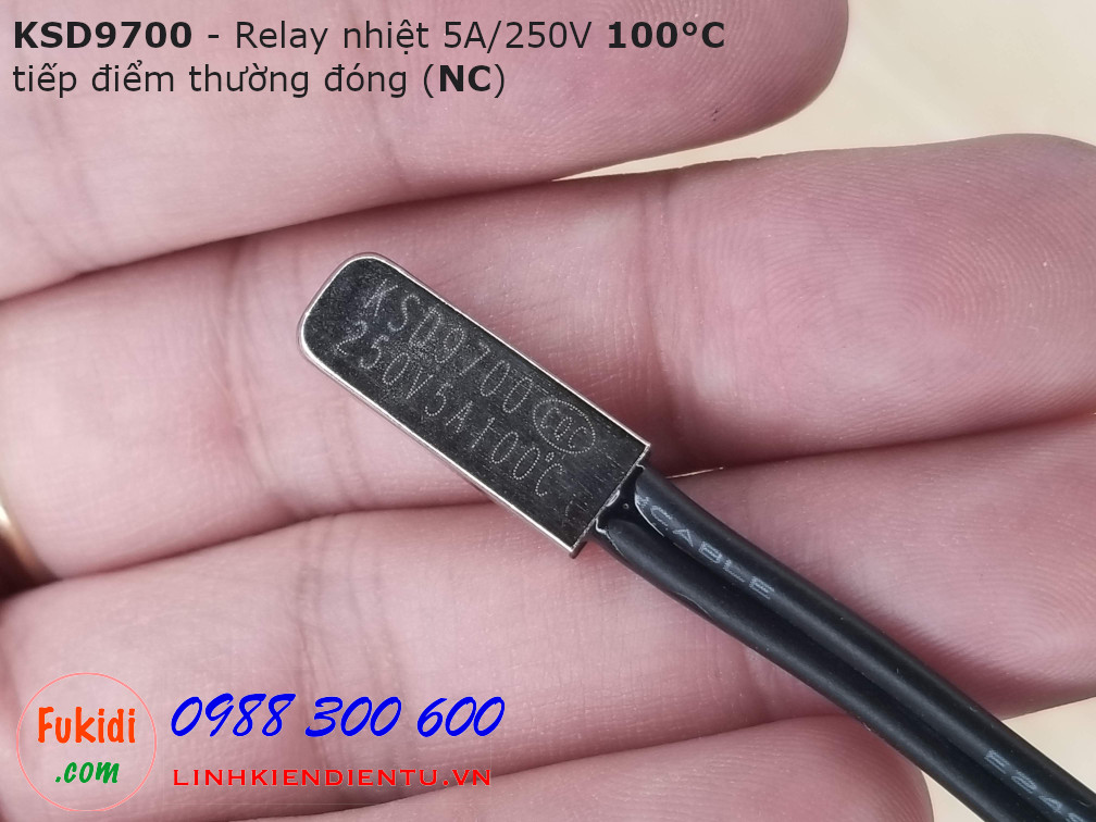 Relay nhiệt KSD9700 5A 250V 100°C, tiếp điểm thường đóng NC