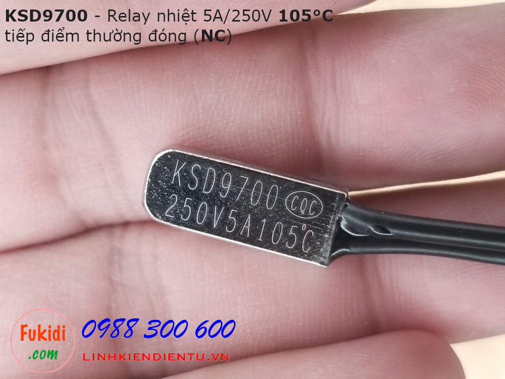 Relay nhiệt KSD9700 5A 250V 105°C, tiếp điểm thường đóng NC