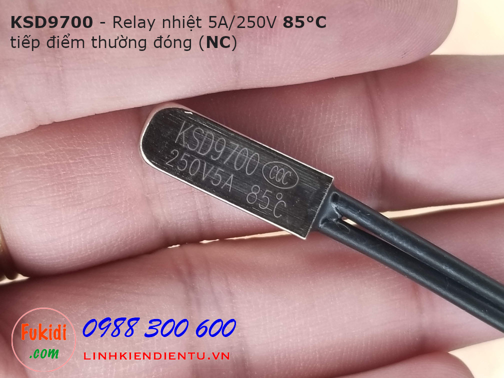 Relay nhiệt KSD9700 5A 250V 85°C, tiếp điểm thường đóng NC