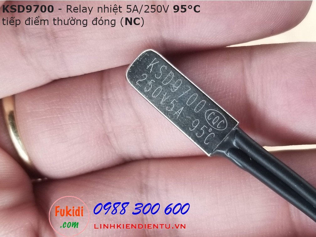 Relay nhiệt KSD9700 5A 250V 95°C, tiếp điểm thường đóng NC