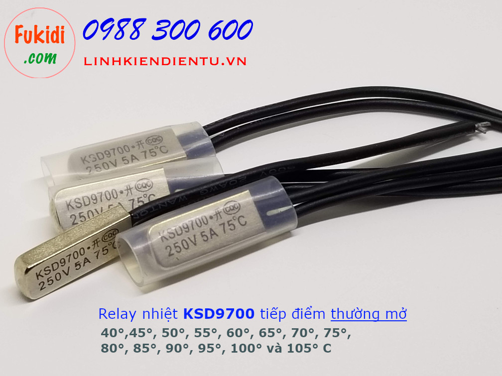 Relay nhiệt KSD9700 5A 250V 80 độ C, tiếp điểm thường mở