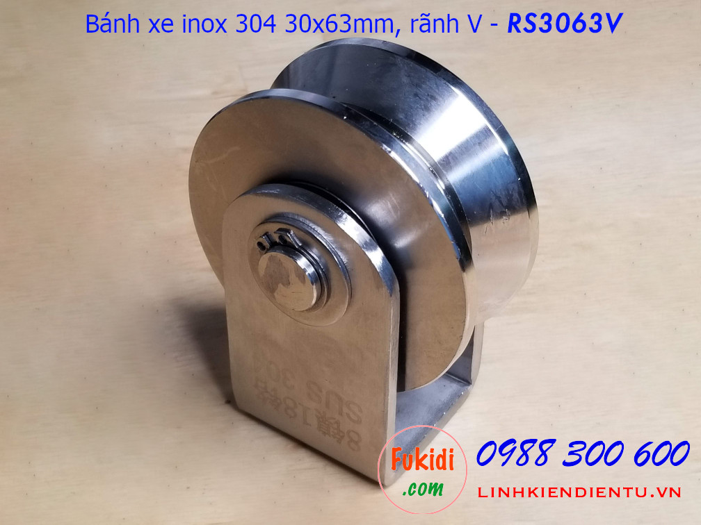 Ròng rọc, bánh xe ray V inox 304 size 30x63mm - RS3063V