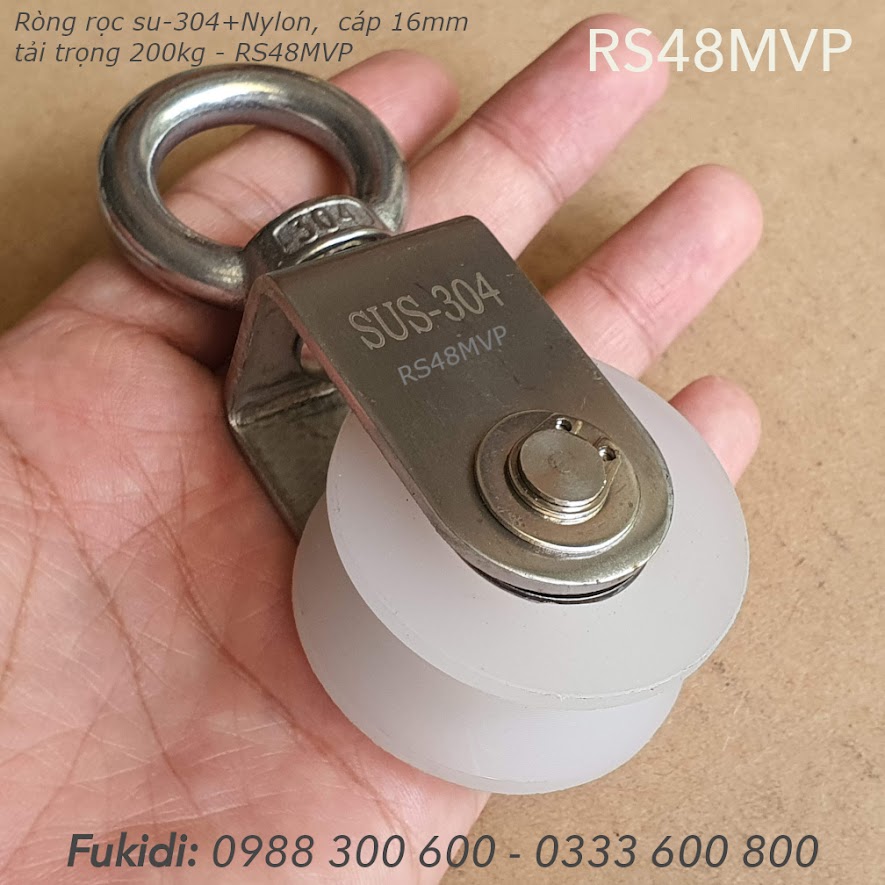 Ròng rọc nylon rãnh V bánh xe bi 22x48mm dài 108mm tải trọng 200kg - RS48MVP