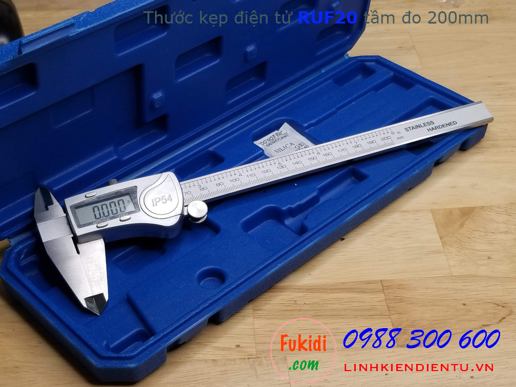 Thước kẹp điện tử RUF20, chống thấm nước IP54, tầm đo 200mm