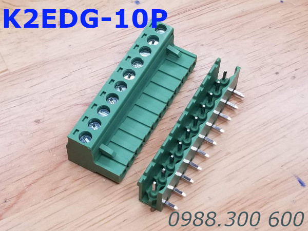 KF2EDG-10P-5.08-L: Terminal Block 10P 5.08mm curved - Jact cắm 10 chân cong