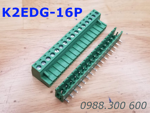 KF2EDG-16P-5.08-L: Terminal Block 16P 5.08mm curved - Jact cắm 16 chân cong